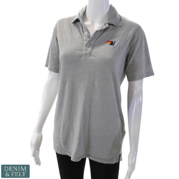 Aviator Nation Polo Shirt Small Light Grey Tri-Blend Soft Vintage Look - Picture 8 of 14